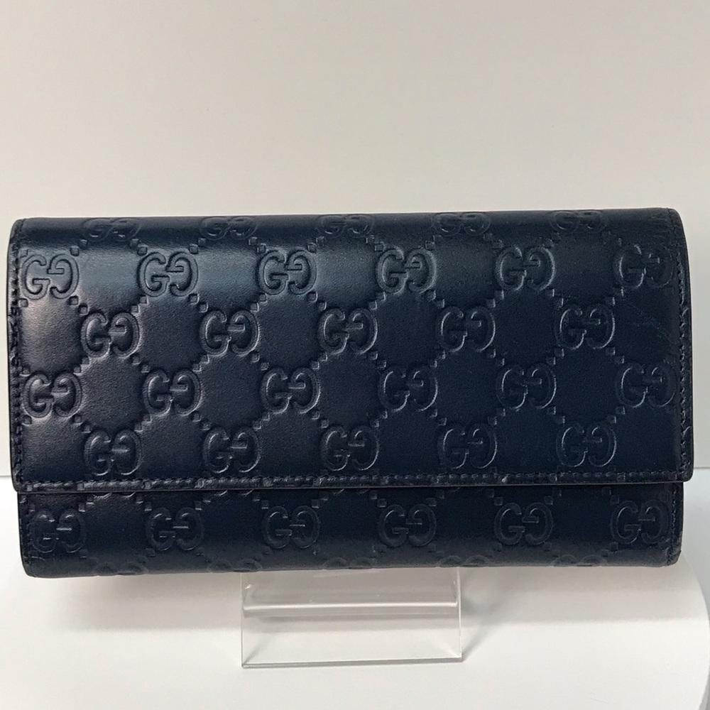 GUCCI Guccissima Navy Blue Long Leather Wallet 😍💙